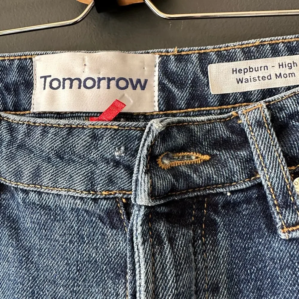 Tomorrow Hepburn High Waisted Mom Jeans in Bright Orlando Size 26